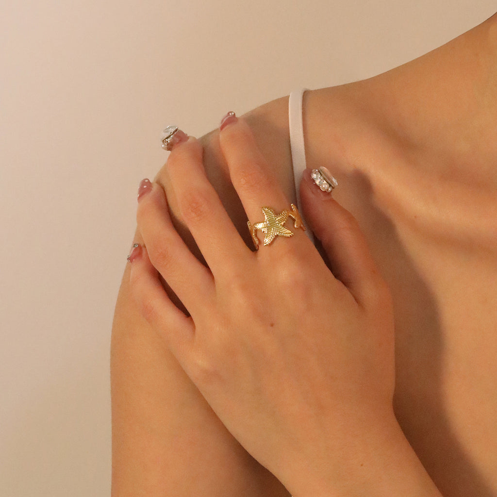 Damen Ring mit maritimem Seestern-Design und verstellbarem Verschluss Shop Nory