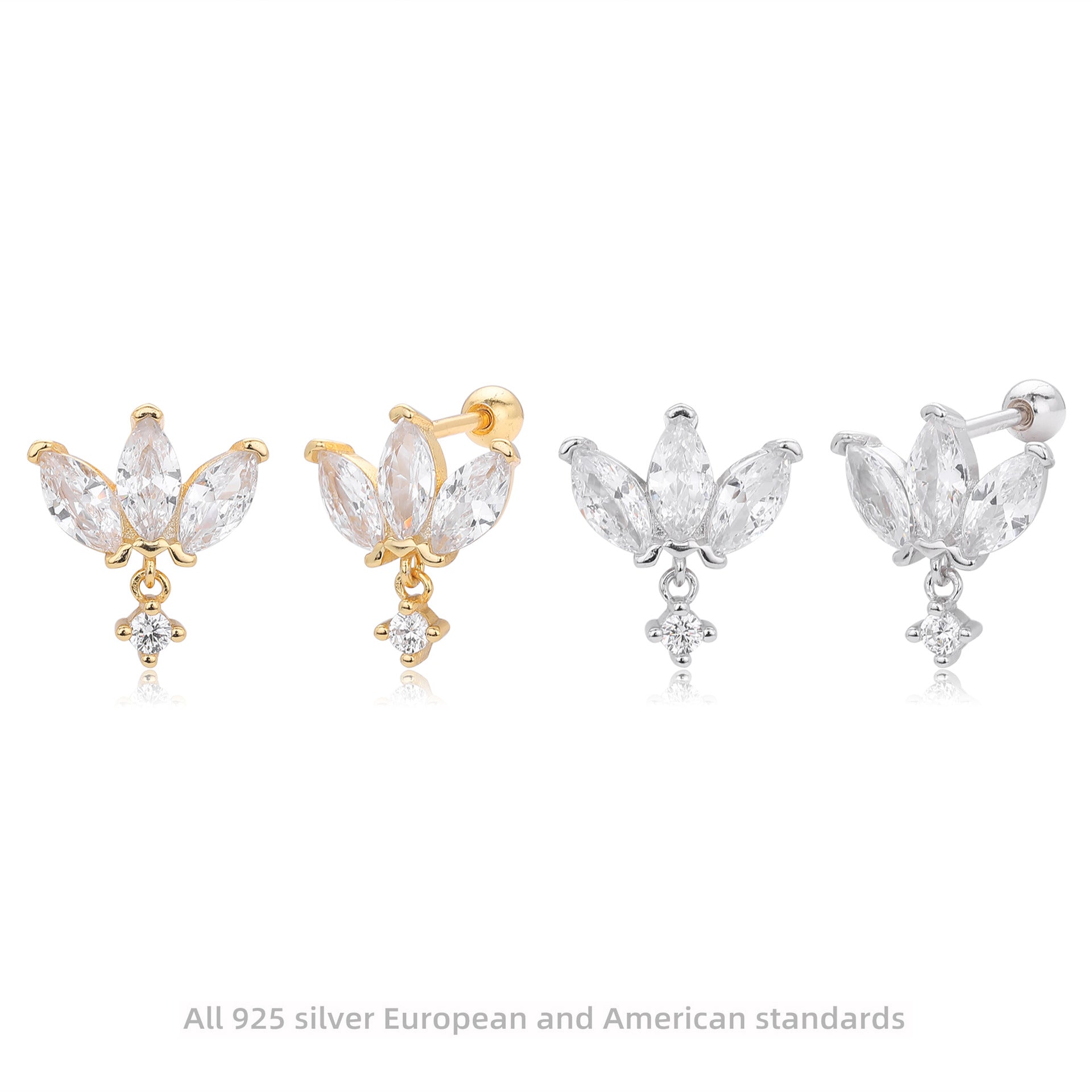 Damen Ohrhänger mit luxuriösem Zirkon-Besatz aus hochwertigem 925 Sterling Silber Shop Nory