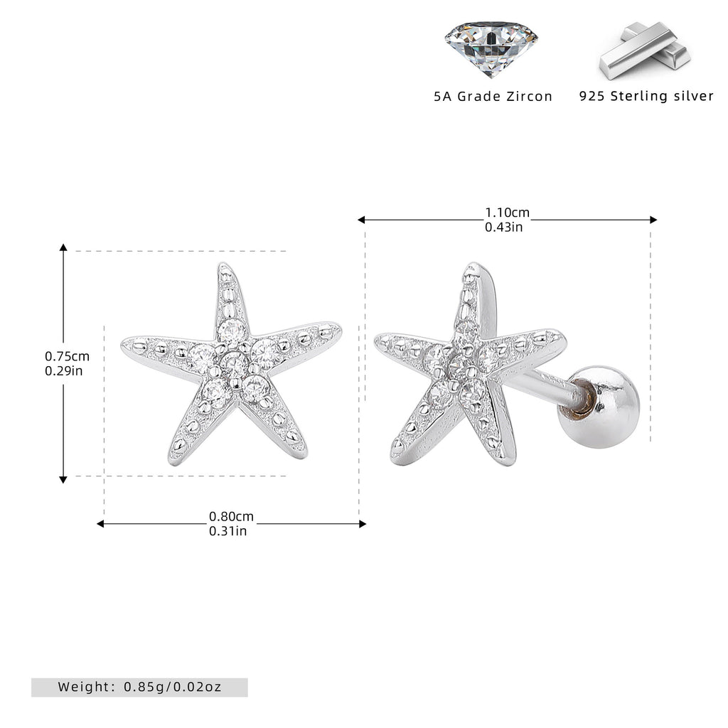 Damen Ohrstecker im stilvollen Seestern-Design aus hochwertigem 925 Sterling Silber Shop Nory