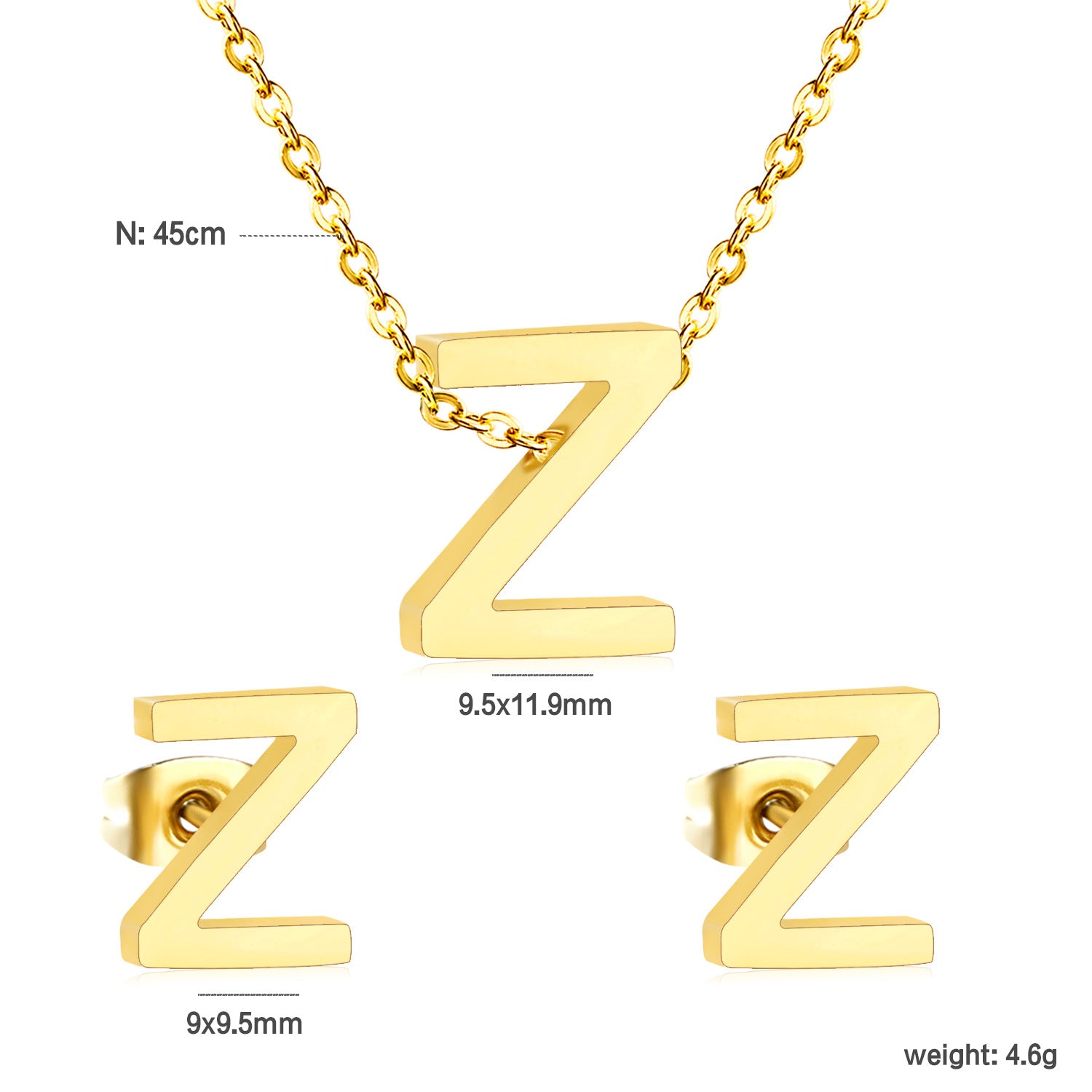 Damen Schmuckset mit K-Anhänger und passenden Ohrsteckern Shop Nory