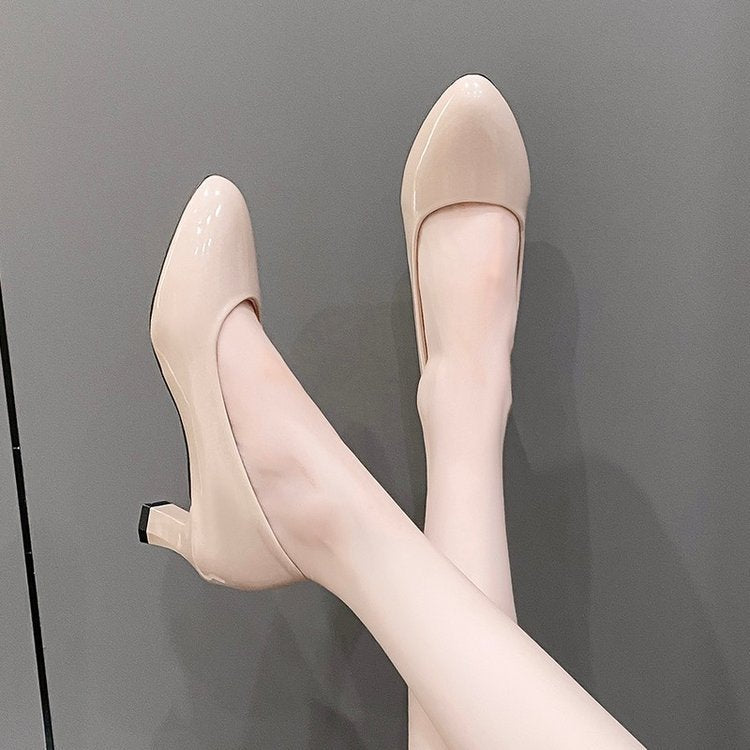 Damen elegante spitze Ballerinas mit bequemen Absatz