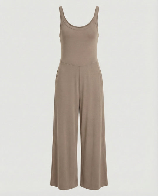Damen eleganter Jumpsuit mit weitem Bein und komfortablem Schnitt