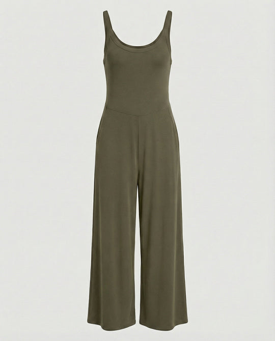Damen eleganter Jumpsuit mit weitem Bein und komfortablem Schnitt