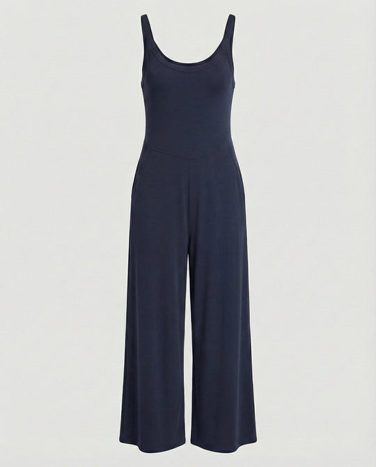 Damen eleganter Jumpsuit mit weitem Bein und komfortablem Schnitt