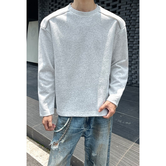 Herren Oversize-Rundhals-Sweatshirt mit überschnittener Schulter und dekorativen Steppnähten Shop Nory