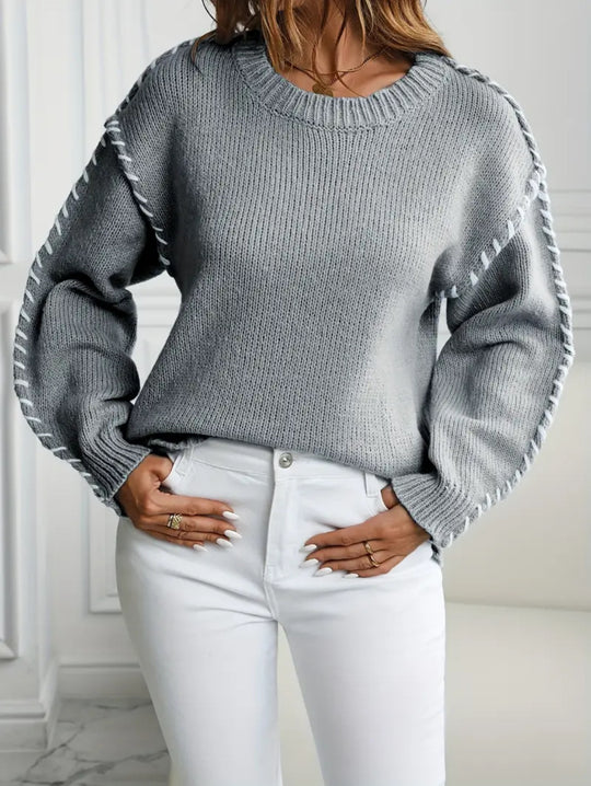 Damen Oversize Strickpullover mit dekorativem Kordel‑Zopf an Ärmeln Shop Nory