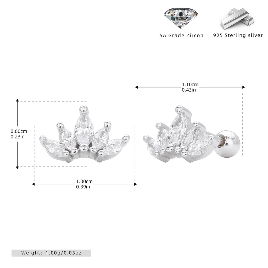 Damen Ohrstecker mit funkelnden Zirkon-Crown-Design aus hochwertigem 925 Sterling Silber Shop Nory