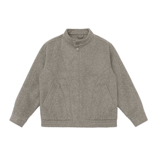 Unisex Kastig geschnittene Wollmix-Blousonjacke mit hohem Stehkragen und verdecktem Reißverschluss Shop Nory