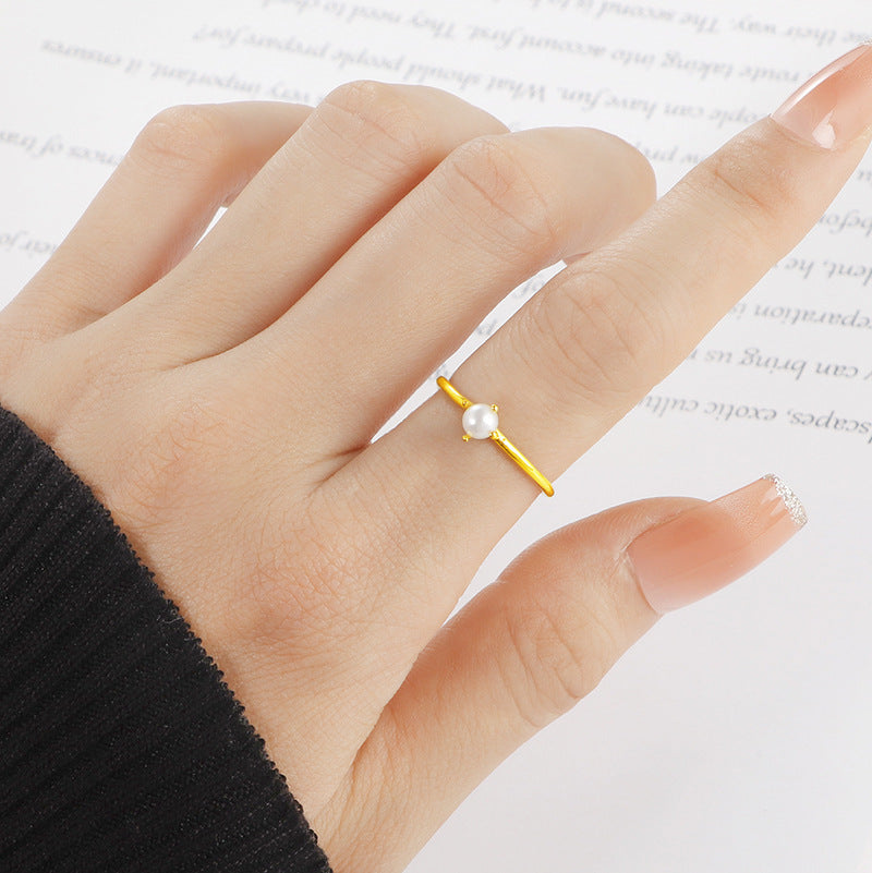 Damen eleganter Ring mit dezentem Perlenakzent Shop Nory