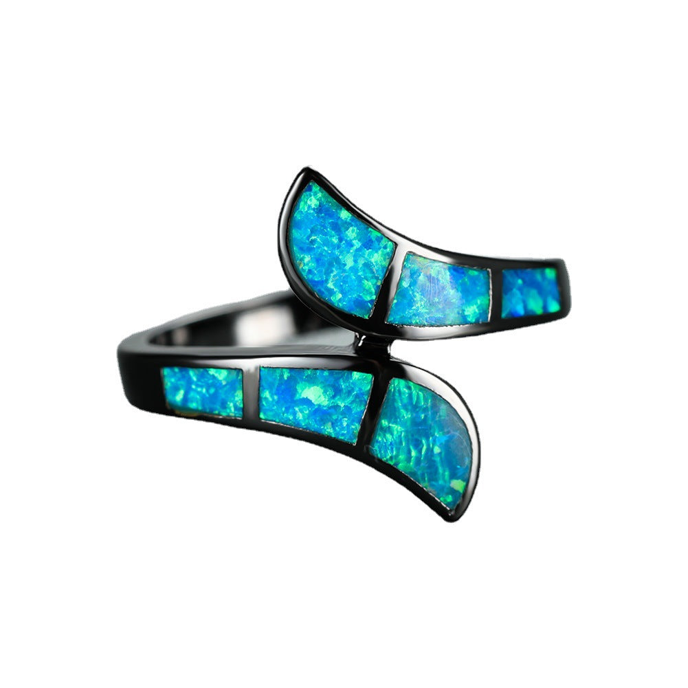 Damen Ring mit schimmerndem Opalmosaik und geschwungenem Design Shop Nory