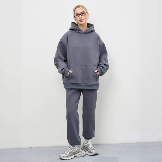Damen großzügiger Kapuzenpullover Oversize mit Kängurutasche und weichem French-Terry Shop Nory