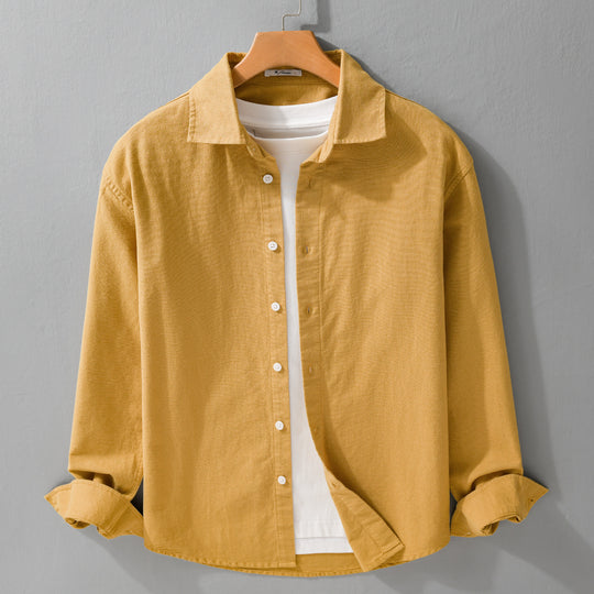 Herren Leichtes Leinen-Baumwoll-Overshirt mit Kentkragen, Relaxed‑Fit und durchgehender Knopfleiste Shop Nory