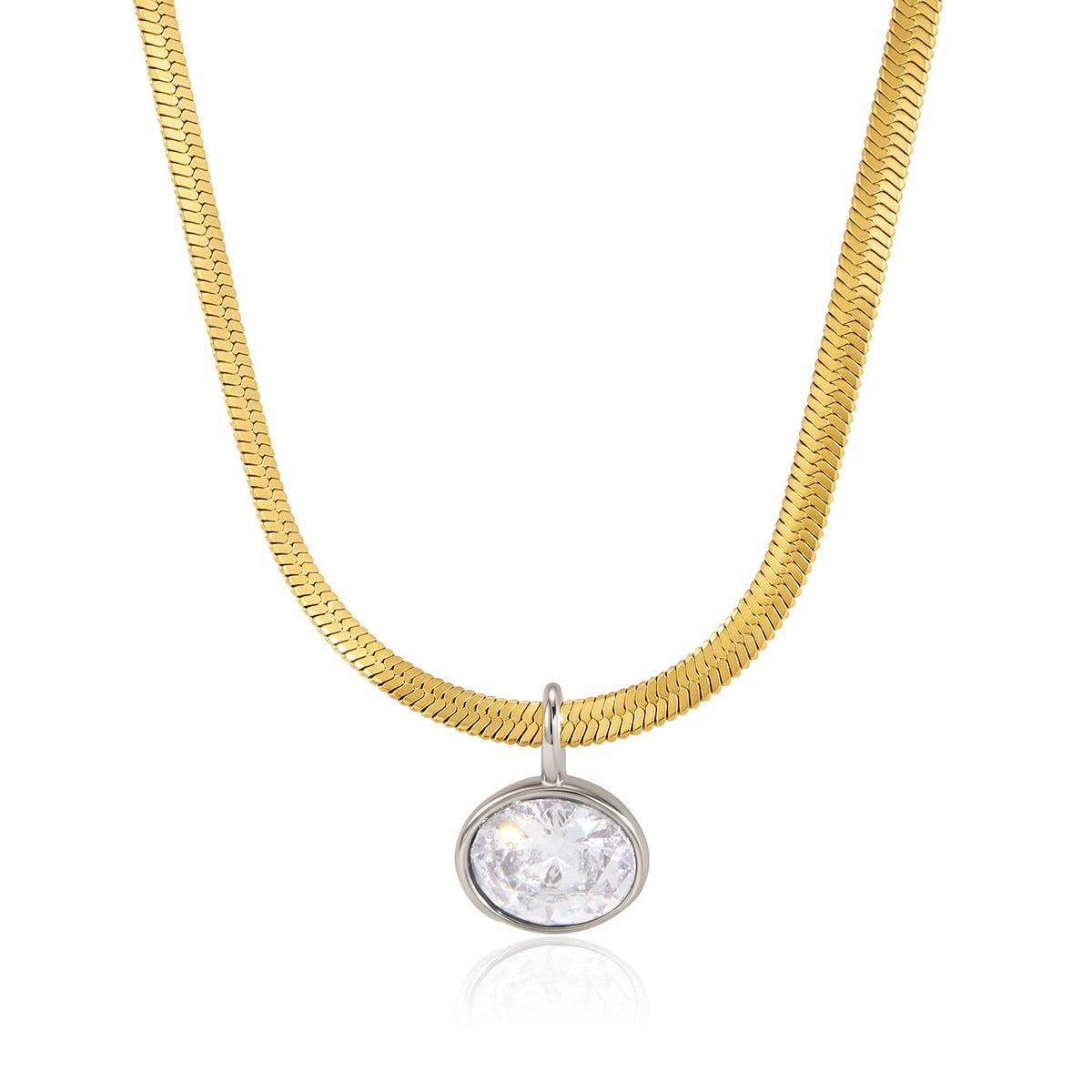 Damen Halskette mit funkelndem Kristallanhänger und langlebigem Edelstahl Shop Nory