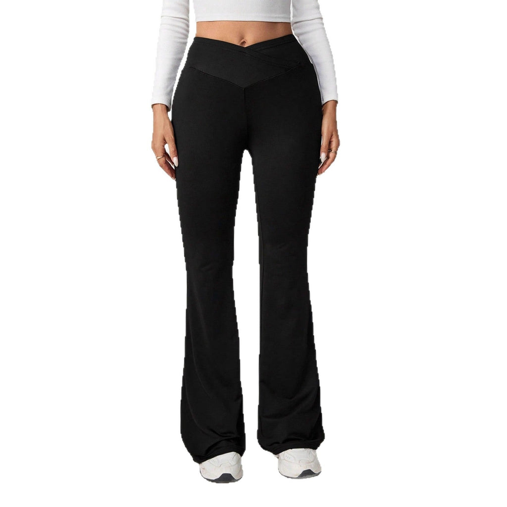 Damen High-Waist Sporthose mit weitem Bein und elastischem Bund