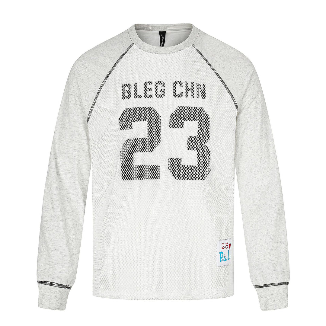 Herren Sportives Mesh-Layer Rundhals‑Sweatshirt mit Raglanärmeln und Front‑Print Shop Nory