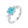 Damen Ring mit funkelndem Aquamarin und Zirkonia-Besatz Shop Nory