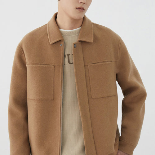 Herren Kurzjacke aus Wollmix mit Kastenform, Brusttaschen und verdecktem Reißverschluss Shop Nory