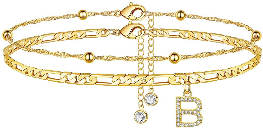 Damen Fußkettchen mit personalisiertem Anhänger und funkelnden Zirkonia-Elementen Shop Nory