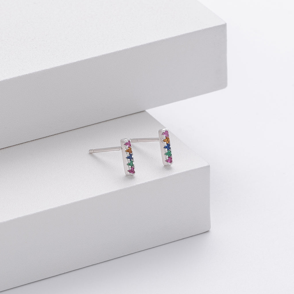 Damen Ohrstecker mit bunten Zirkonsteinen aus hochwertigem 925 Sterling Silber Shop Nory