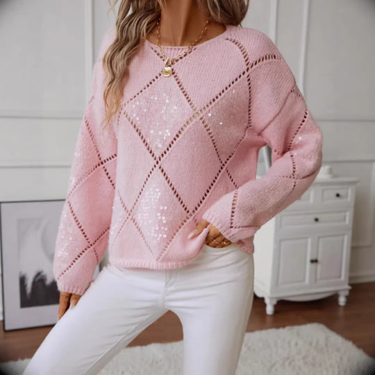 Damen Modischer Pullover mit Glitzerakzenten