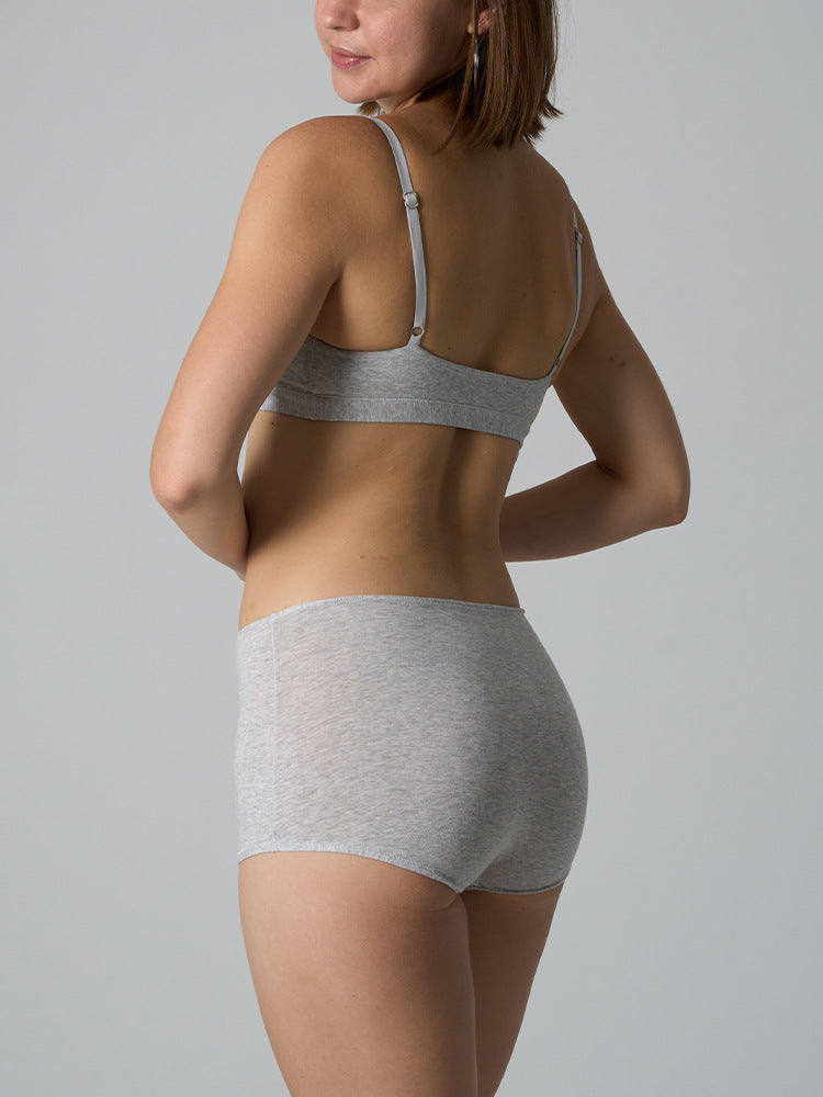 Sport-BH-Set für Damen aus reiner Baumwolle, BH ohne Einlage mit passenden Boxershorts