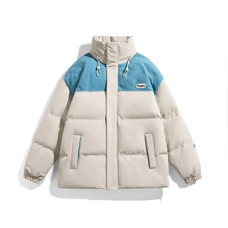 Herren Wattierte Oversize-Steppjacke mit hohem Stehkragen und kontrastiertem Schulterpaneel Shop Nory