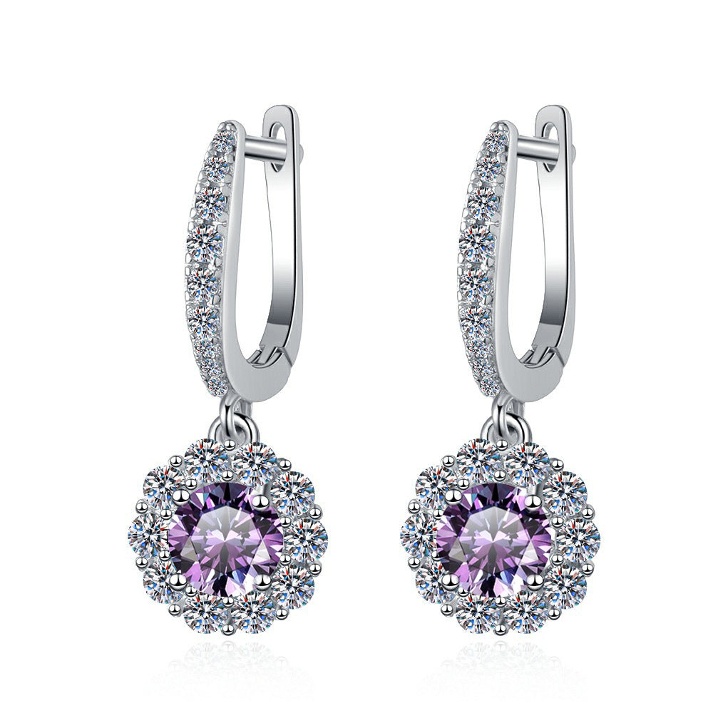 Damen Ohrhänger mit glitzernden Kristallen und rotem Design Shop Nory