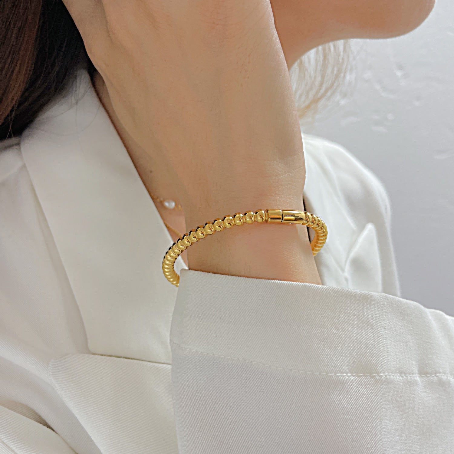 Damen strukturierte Perlenarmband Shop Nory