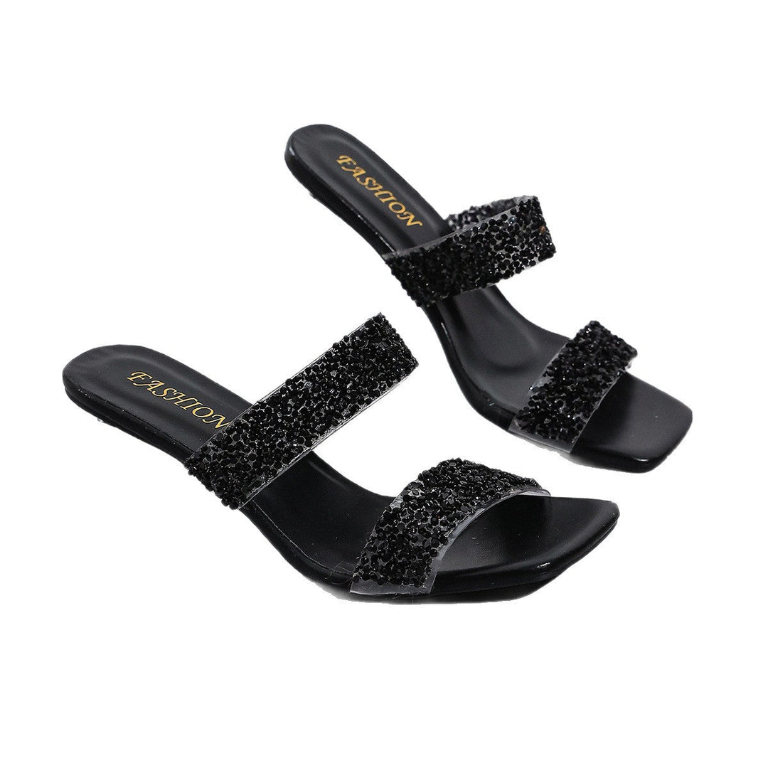 Damen Glitzernde Blockabsatz Sandalen