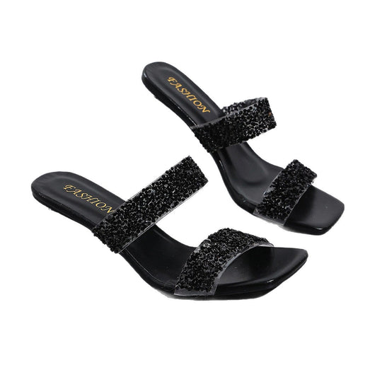 Damen Glitzernde Blockabsatz Sandalen