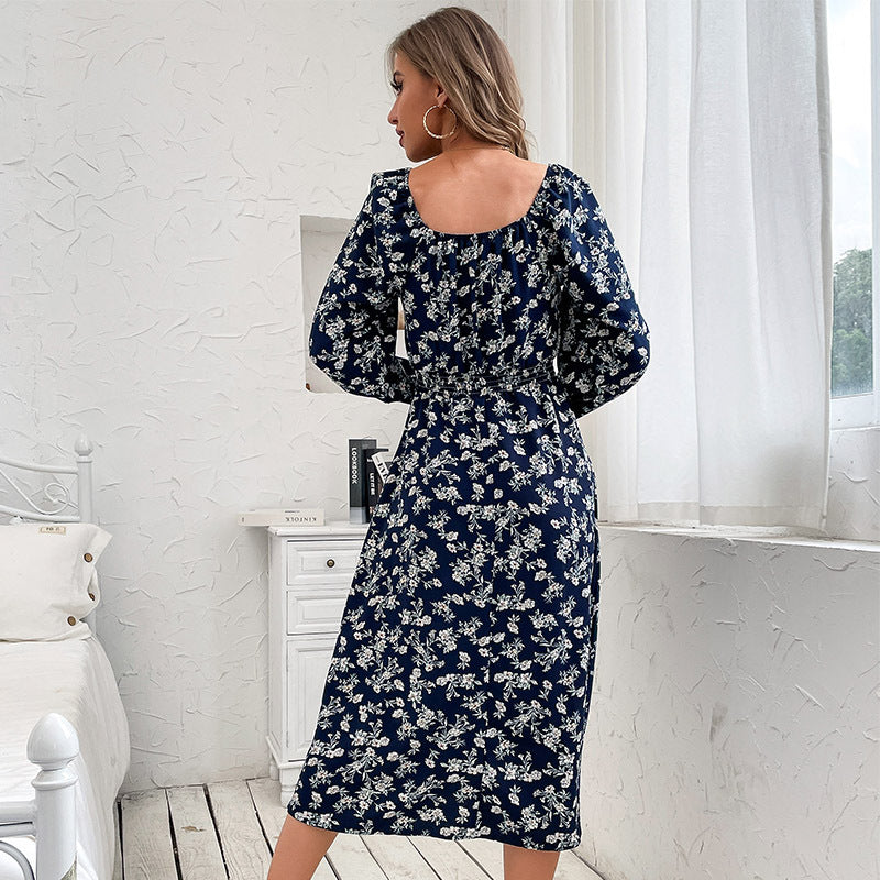 Damen Schulterfreies Midikleid mit elastischem Taillenbündchen und floralem Alloverprint Shop Nory