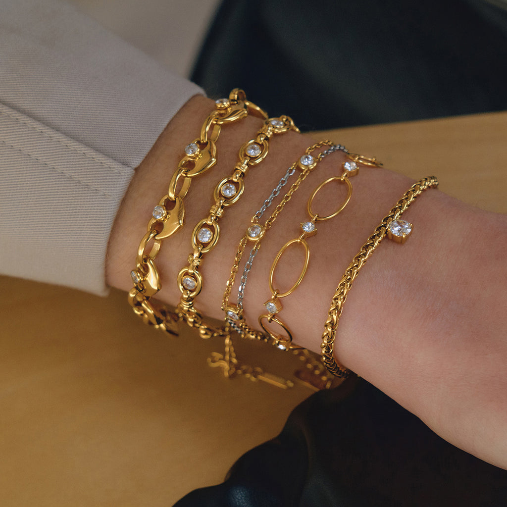 Damen Edelstahl-Armband mit Glitzer-Akzenten Shop Nory