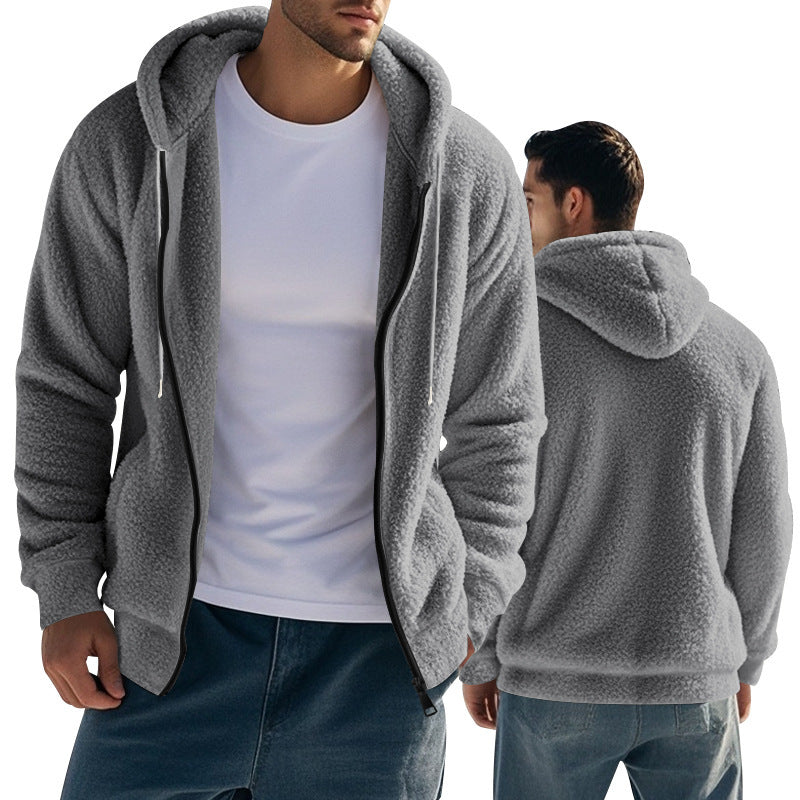 Herren nan Teddyfleece Kapuzenjacke mit Frontreißverschluss und Eingrifftaschen Shop Nory
