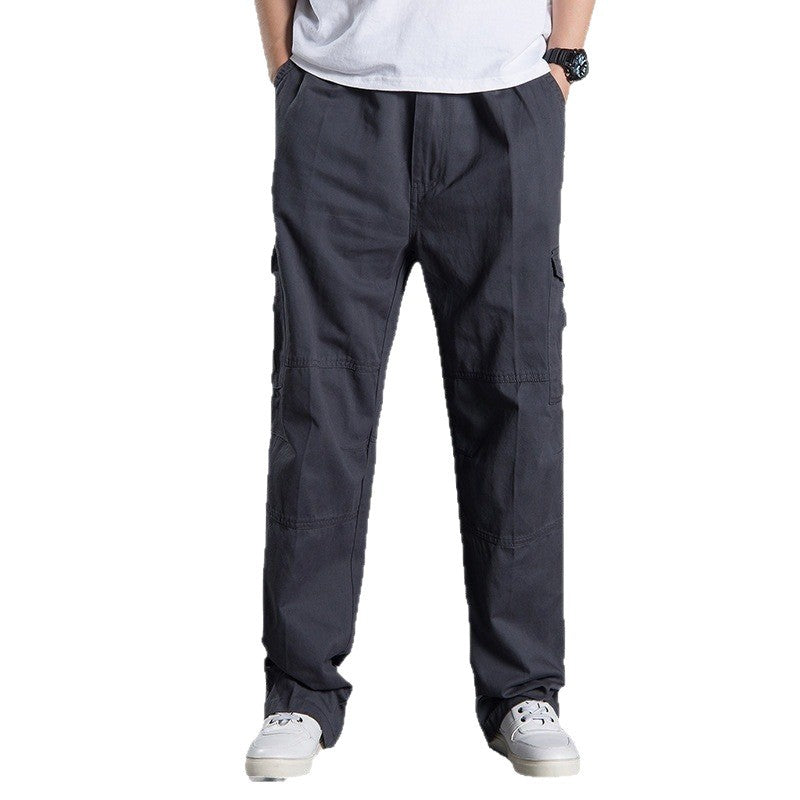 Herren Weite Utility-Cargohose aus Baumwollcanvas mit Mehrfach-Taschen und Kordelbund Shop Nory