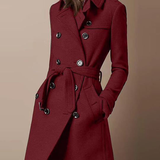 Damen Doppelreihiger Wollmix-Trenchcoat mit Taillengürtel Shop Nory
