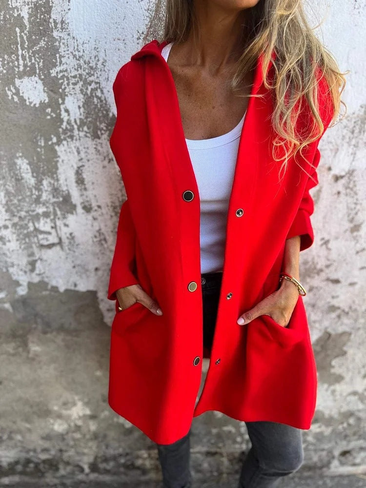 Einfarbige Mid Length Strickjacke