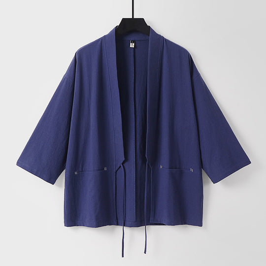 Damen Lockerer Kimono-Cardigan aus Baumwollmix mit Tunnelzug und Hüfttaschen Shop Nory
