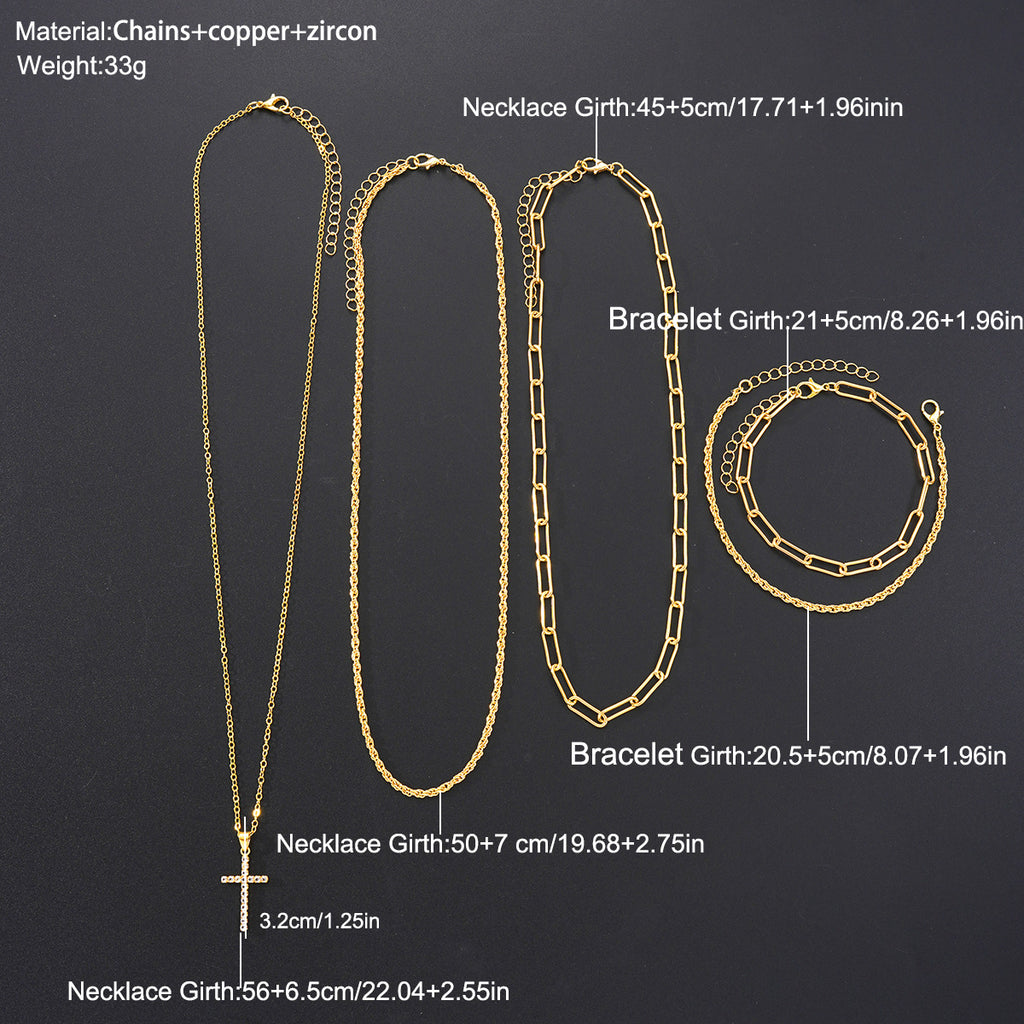 Damen Schmuckset mit elegantem Kreuzanhänger und modernem Kettendesign Shop Nory