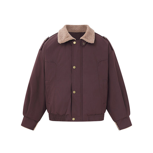 Damen Kurz geschnittener Boxy‑Blouson mit Teddykragen und Schulterlaschen Shop Nory