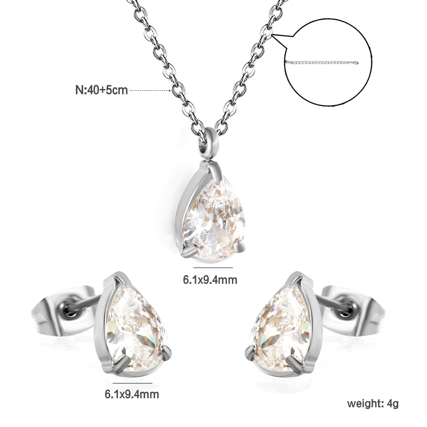 Damen Schmuckset mit funkelnden Zirkonia-Elementen und elegantem Ohrstecker Shop Nory