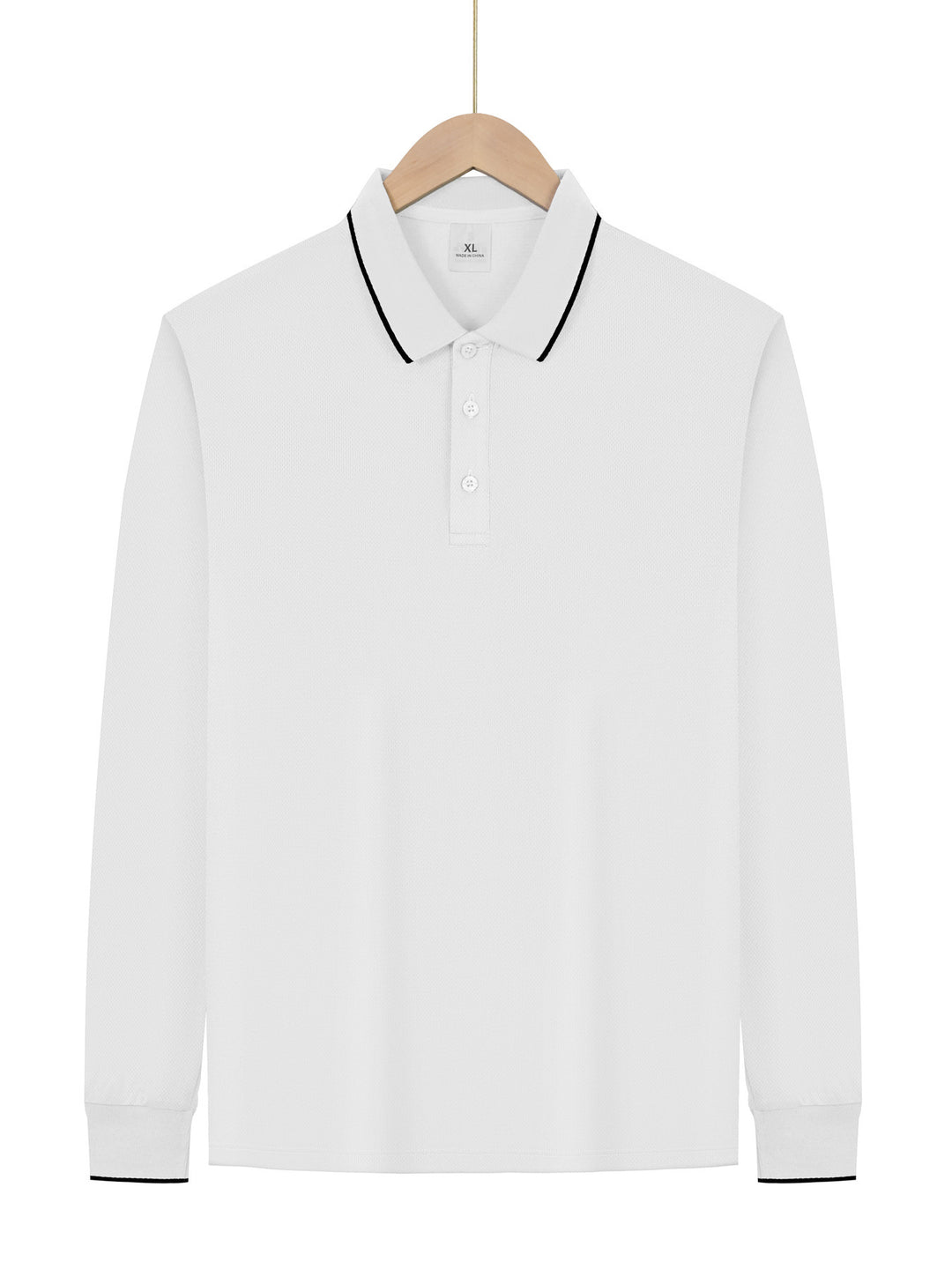 Herren Langarm-Piqué-Polo mit kontrastbesetztem Kragen und Bündchen Shop Nory