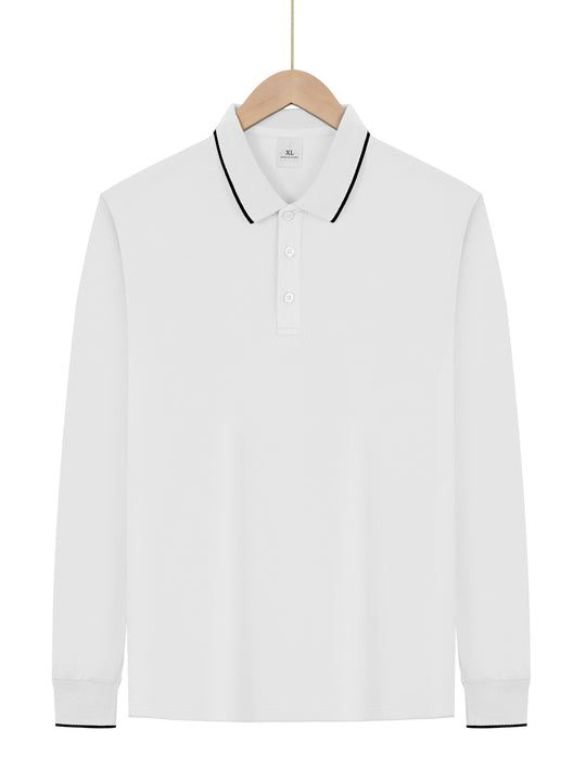 Herren Langarm-Piqué-Polo mit kontrastbesetztem Kragen und Bündchen Shop Nory