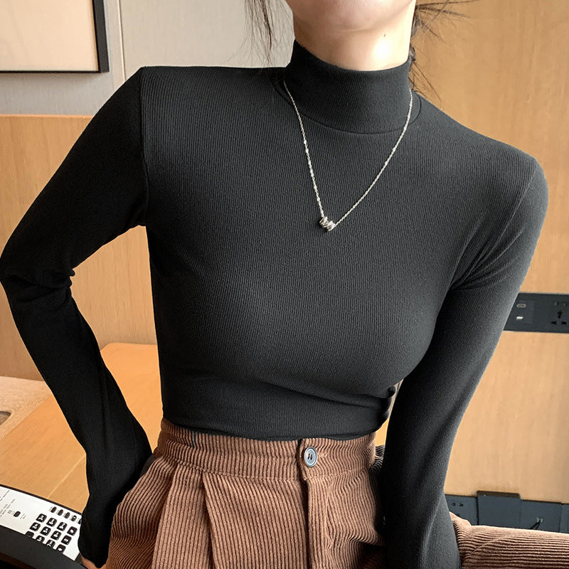 Damen Elegantes und figurbetontes Langarm-Rollkragenoberteil Shop Nory