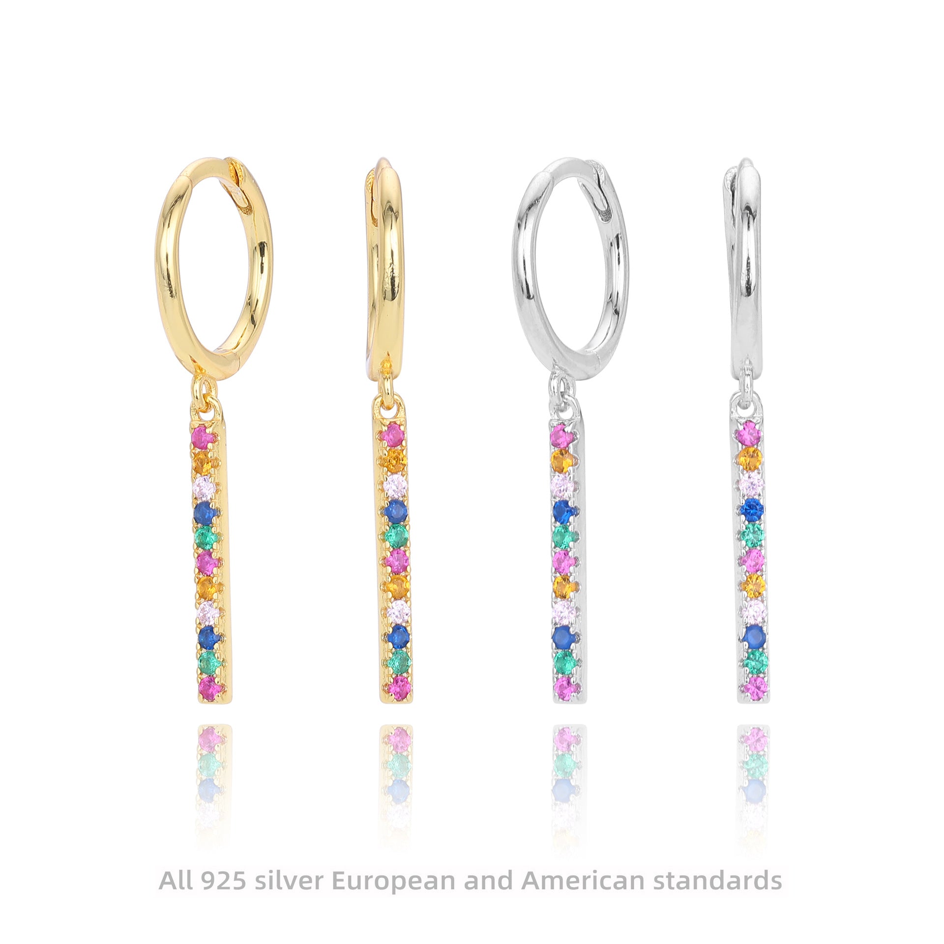 Damen Ohrhänger mit bunten Zirkonia und modernem Design Shop Nory