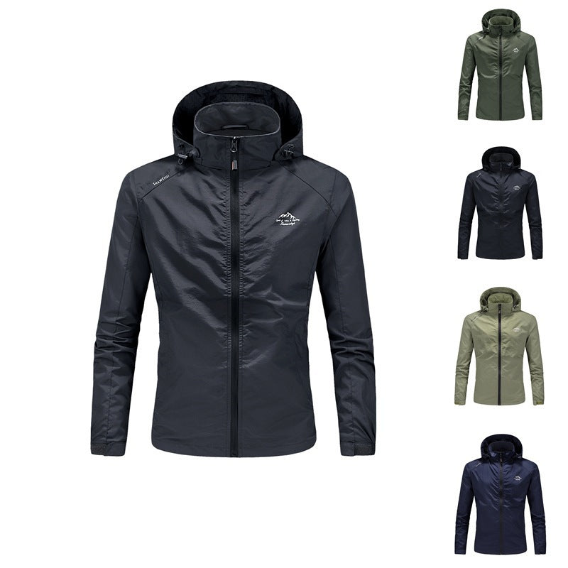 Herren Ultraleichte packbare Outdoorjacke mit hohem Kragen, Kapuze und atmungsaktivem Meshfutter Shop Nory