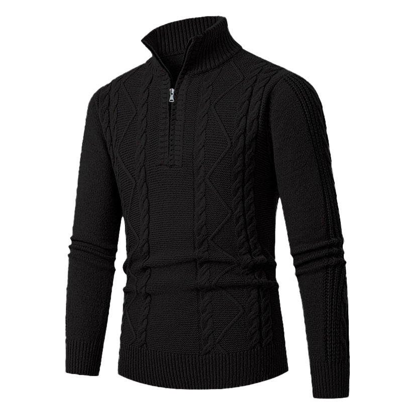 Herren Premium-Kabelstrick-Halbzippullover mit hohem Stehkragen und Strukturmix Shop Nory