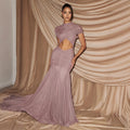 Damen Elegantes Maxi-Kleid mit Cut-Out und Raffungen