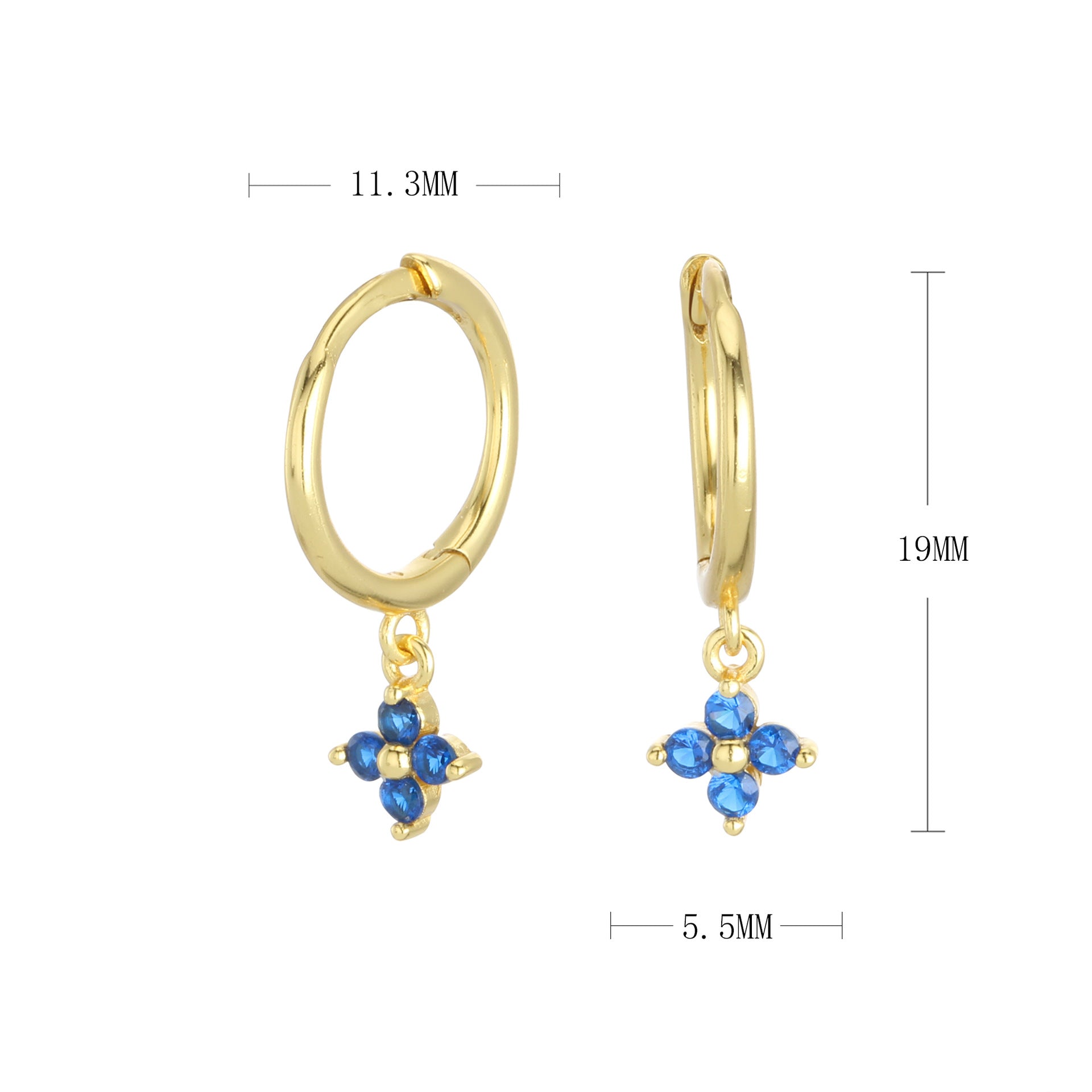 Damen Creolenohrringe mit blütenförmigen Anhängern und hochwertigem Zirkonbesatz Shop Nory