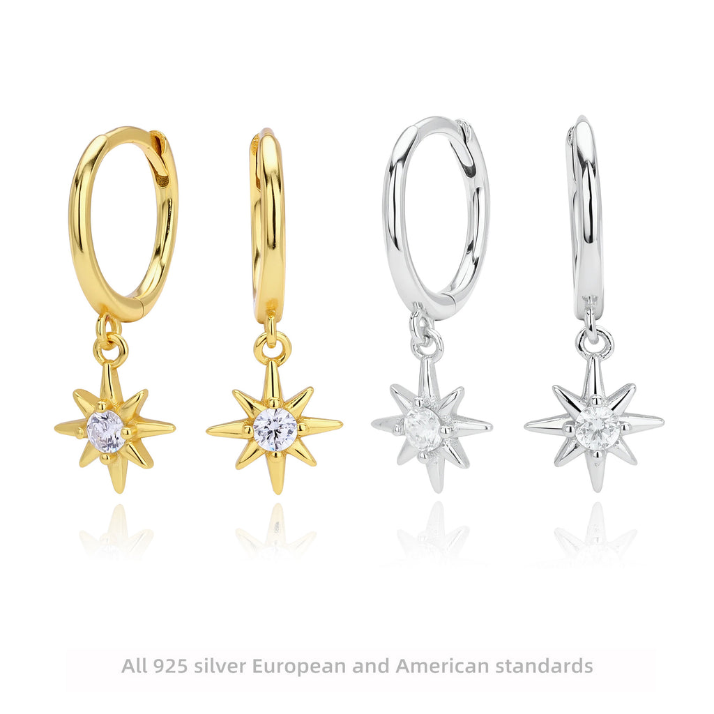 Damen Ohrhänger mit funkelndem Zirkon-Anhänger und elegantem Sternendesign Shop Nory
