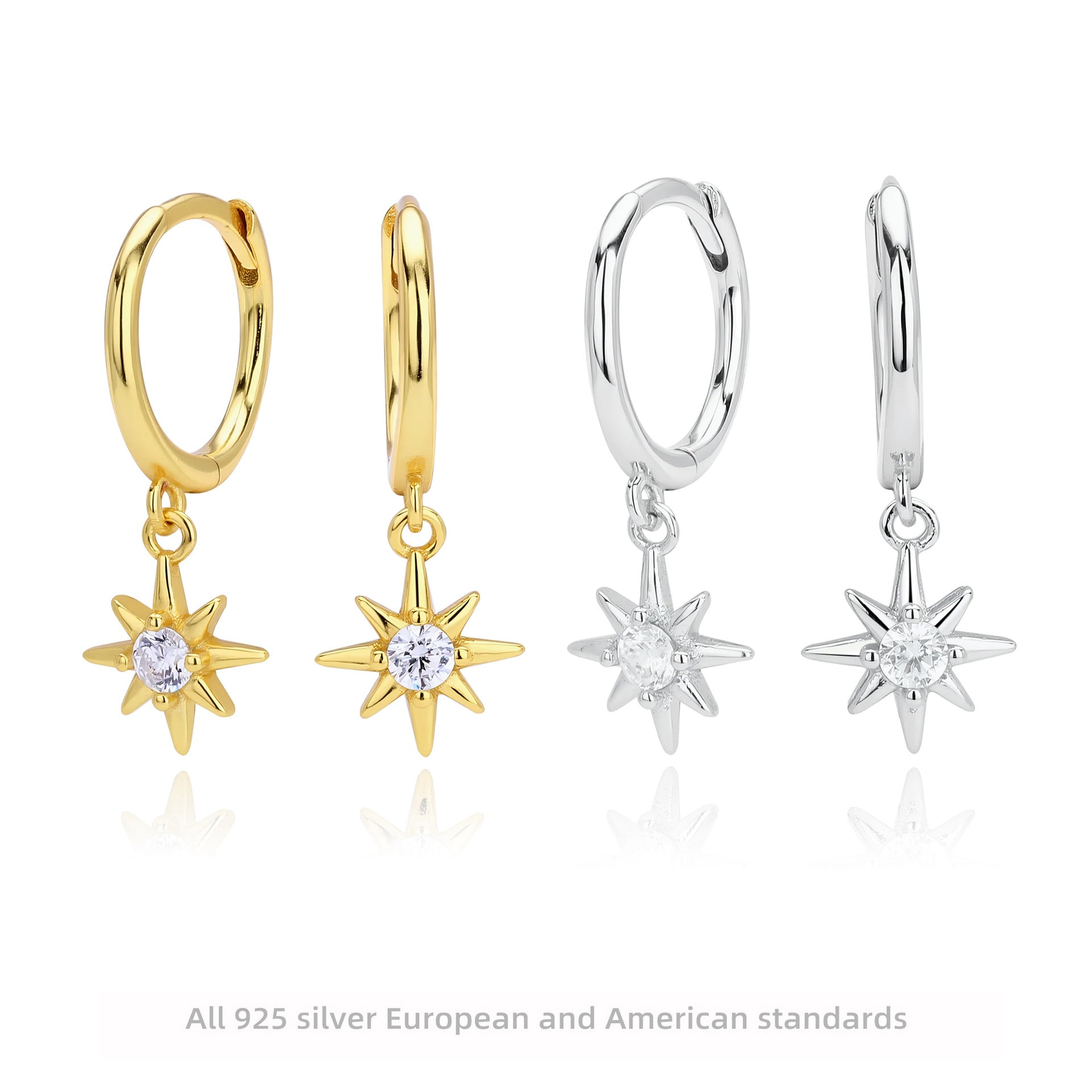 Damen Ohrhänger mit funkelndem Zirkon-Anhänger und elegantem Sternendesign Shop Nory